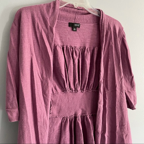 Mauve Cropped-Sleeve Cardigan M - Picture 3 of 4